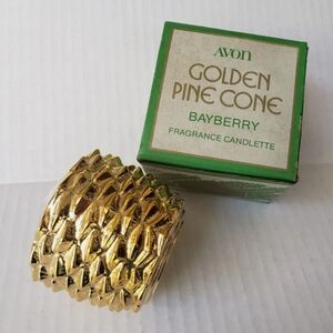 Vintage Avon Golden Pine Cone Bayberry Fragrance Candlette New In Box 1970's